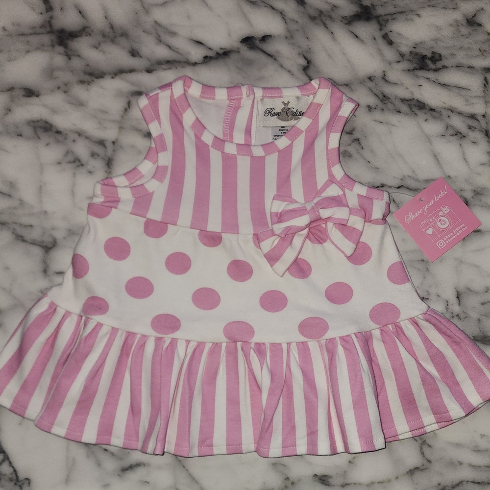 Rare Editions Pink and White Striped Dress